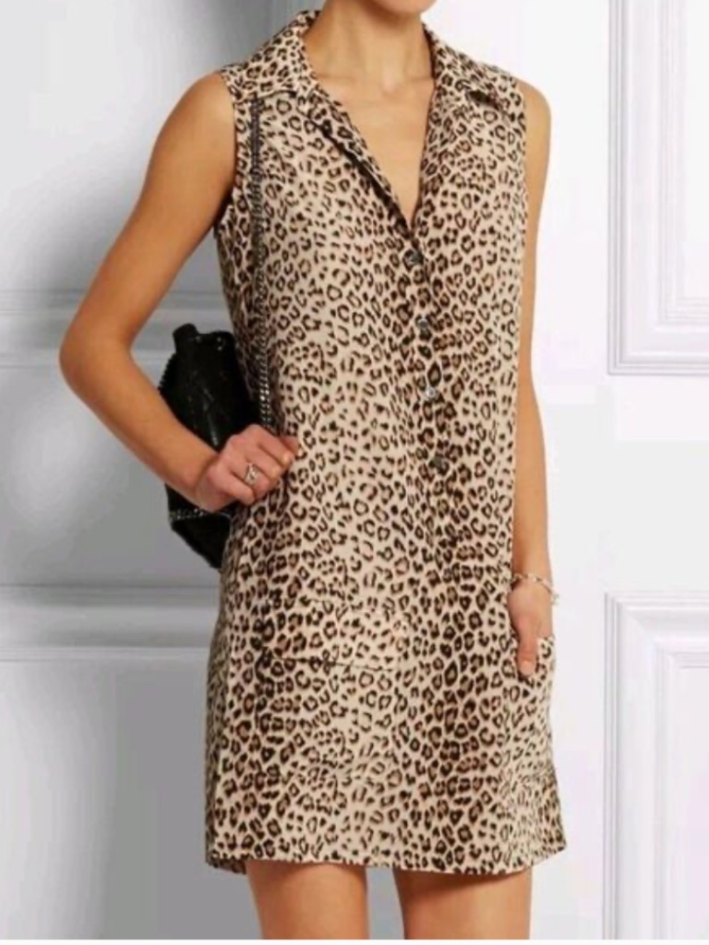 Equipment Femme Lucinda Silk Leopard Print Shirt Dress Sz M